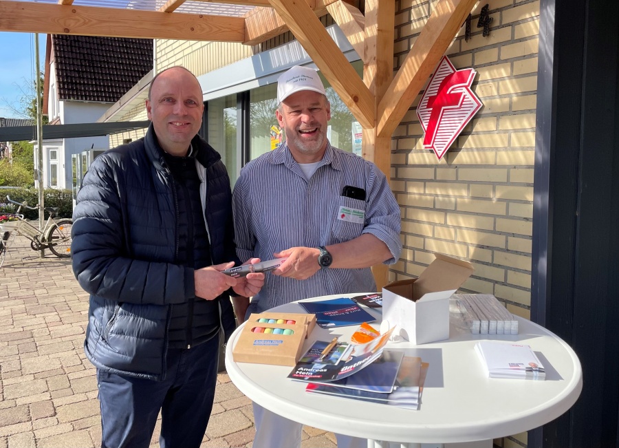 Wahlkampfstand Schlachterei Thomsen in Wrohm 