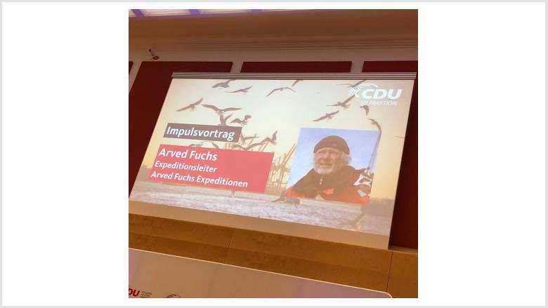 Abenteurer Arved Fuchs fesselte das Publikum mit seinem Vortrag zu Klima und Verantwortung.